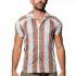 Camisa Tradicional Malha Listras Marron Bege