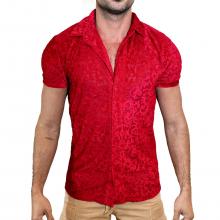 Camisa Tradicional Lux Devore Vermelho