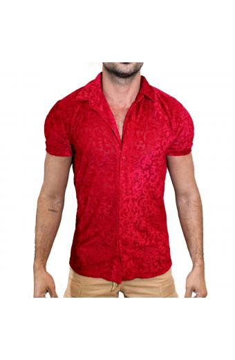 Camisa Tradicional Lux Devore Vermelho