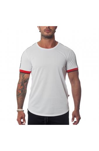 Camiseta Confort MC Branco-Vermelho