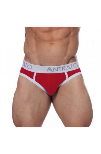 Cueca Slip Viés Vermelho Branco (Algodão)