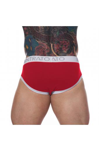 Cueca Slip Viés Vermelho Branco (Algodão)