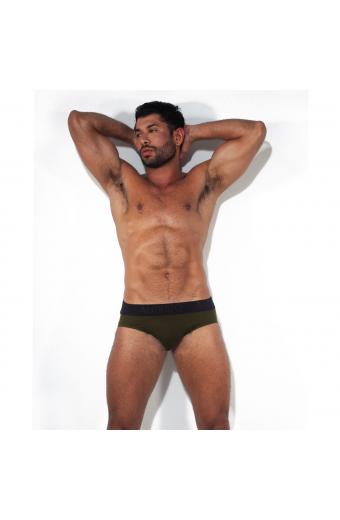 Cueca Slip Verde Musgo Algodão