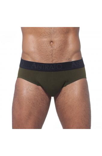 Cueca Slip Verde Musgo Algodão