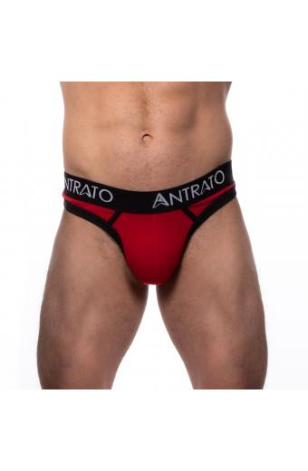 Cueca Thong Vermelho Preto