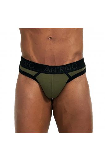 Cueca Thong Musgo Preto