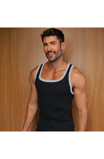 Regata Quadrada Preto/Branco